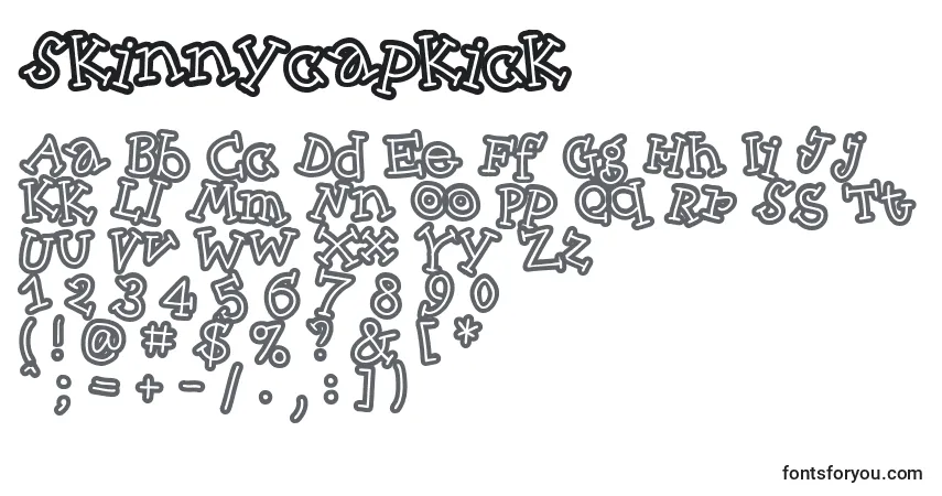 A fonte Skinnycapkick – alfabeto, números, caracteres especiais