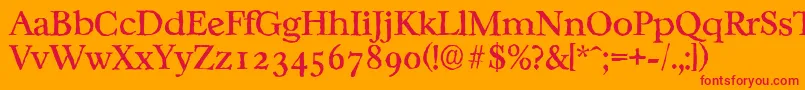 フォントCasablancaantiqueRegular – オレンジの背景に赤い文字