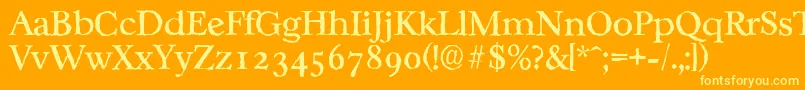 フォントCasablancaantiqueRegular – オレンジの背景に黄色の文字