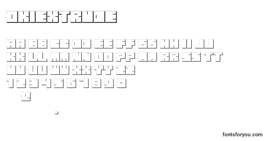 OkiExtrude-fontti – aakkoset, numerot, erikoismerkit