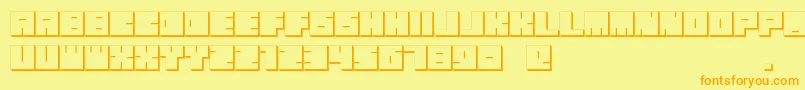 OkiExtrude-Schriftart – Orangefarbene Schriften auf gelbem Hintergrund