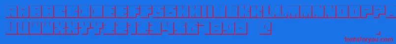 OkiExtrude-Schriftart – Rote Schriften auf blauem Hintergrund