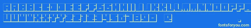 OkiExtrude-Schriftart – Gelbe Schriften auf blauem Hintergrund
