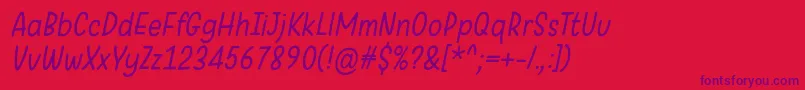 フォントWarungKopiLightItalic – 赤い背景に紫のフォント