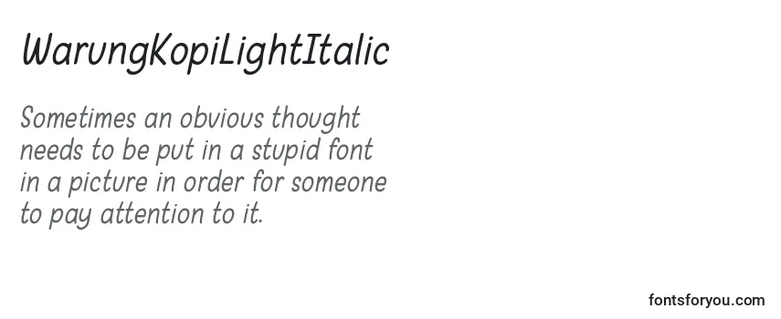 Review of the WarungKopiLightItalic Font