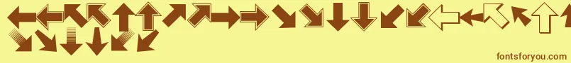 Weitere Informationen zur Pizzadudepointers-Schriftart Pizzadudepointers-Schriftart – Braune Schriften auf gelbem Hintergrund