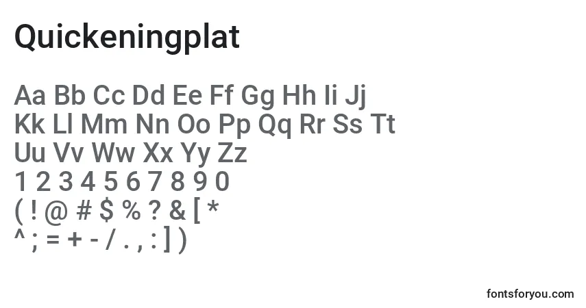 A fonte Quickeningplat – alfabeto, números, caracteres especiais