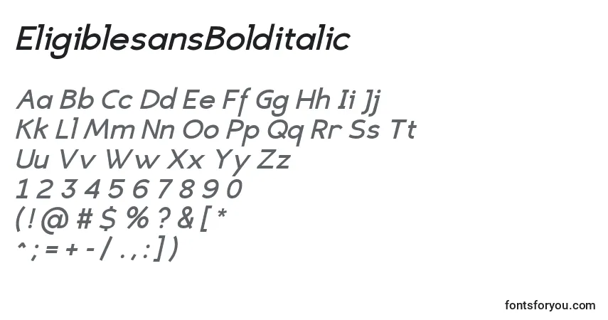 characters of eligiblesansbolditalic font, letter of eligiblesansbolditalic font, alphabet of  eligiblesansbolditalic font
