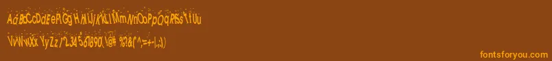 Hookedon-Schriftart – Orangefarbene Schriften auf braunem Hintergrund
