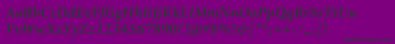 ArnoproSemibolditalic12pt-Schriftart – Schwarze Schriften auf violettem Hintergrund