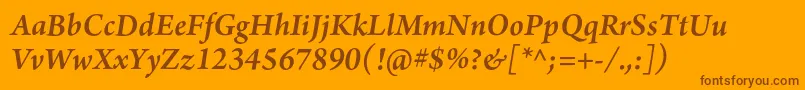 ArnoproSemibolditalic12pt Font – Brown Fonts on Orange Background