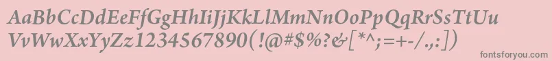 ArnoproSemibolditalic12pt Font – Gray Fonts on Pink Background