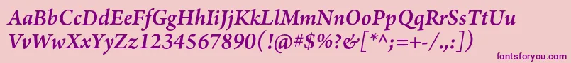 ArnoproSemibolditalic12pt-Schriftart – Violette Schriften auf rosa Hintergrund