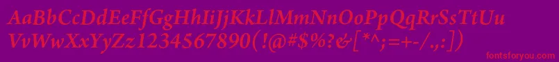 Шрифт ArnoproSemibolditalic12pt – красные шрифты на фиолетовом фоне
