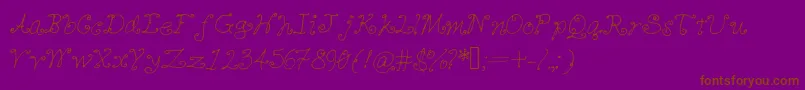 Cutiequeues-Schriftart – Braune Schriften auf violettem Hintergrund