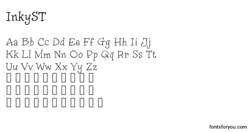 Czcionka InkyST (45602) – alfabet, cyfry, specjalne znaki