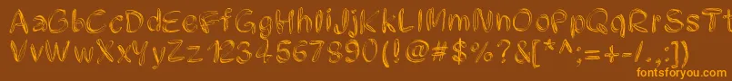 Pwfilament-Schriftart – Orangefarbene Schriften auf braunem Hintergrund