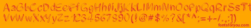 Pwfilament-Schriftart – Rote Schriften auf orangefarbenem Hintergrund