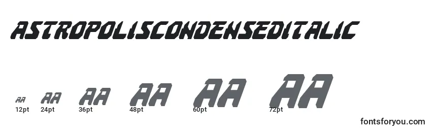 Размеры шрифта AstropolisCondensedItalic