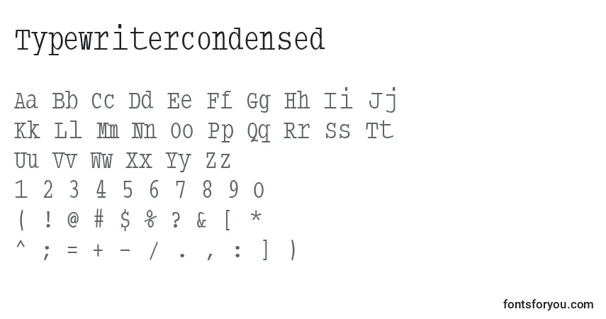 Шрифт Typewritercondensed – алфавит, цифры, специальные символы
