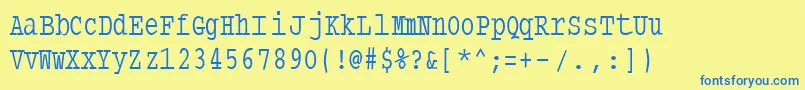 Police Typewritercondensed – polices bleues sur fond jaune