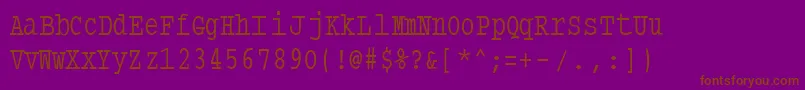 フォントTypewritercondensed – 紫色の背景に茶色のフォント