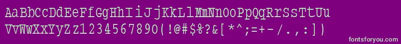 Typewritercondensed-fontti – vihreät fontit violetilla taustalla