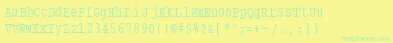 Typewritercondensed-Schriftart – Grüne Schriften auf gelbem Hintergrund