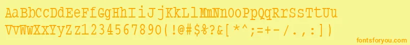 フォントTypewritercondensed – オレンジの文字が黄色の背景にあります。