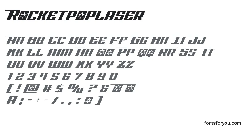 A fonte Rocketpoplaser – alfabeto, números, caracteres especiais