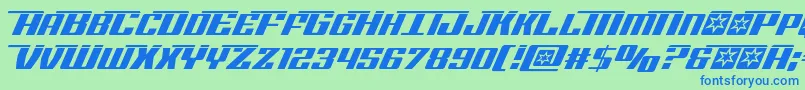 Rocketpoplaser-fontti – siniset fontit vihreällä taustalla