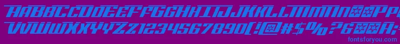 フォントRocketpoplaser – 紫色の背景に青い文字