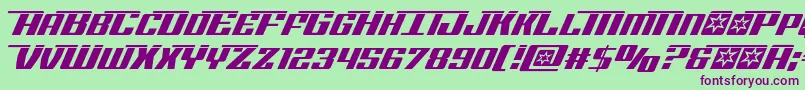 フォントRocketpoplaser – 緑の背景に紫のフォント