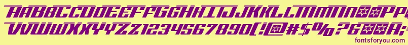Rocketpoplaser-Schriftart – Violette Schriften auf gelbem Hintergrund