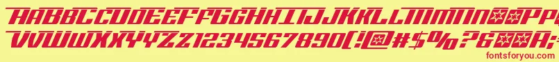 Rocketpoplaser-Schriftart – Rote Schriften auf gelbem Hintergrund