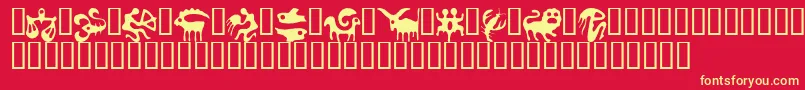 フォントZodiac ffy – 黄色の文字、赤い背景