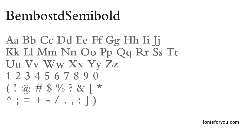 Шрифт BembostdSemibold – алфавит, цифры, специальные символы