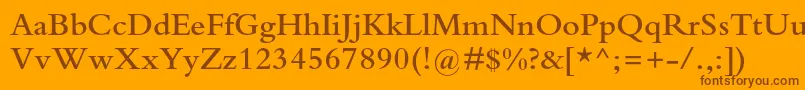 BembostdSemibold-fontti – ruskeat fontit oranssilla taustalla