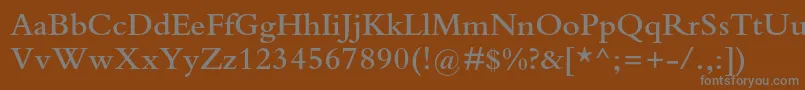 BembostdSemibold-fontti – harmaat kirjasimet ruskealla taustalla