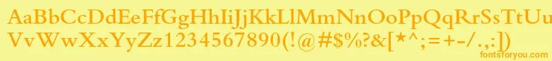 BembostdSemibold Font – Orange Fonts on Yellow Background