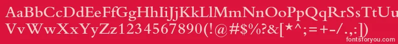 BembostdSemibold-Schriftart – Rosa Schriften auf rotem Hintergrund