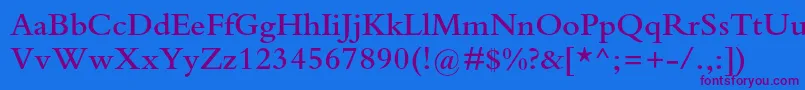 BembostdSemibold-Schriftart – Violette Schriften auf blauem Hintergrund