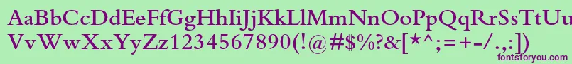 BembostdSemibold-Schriftart – Violette Schriften auf grünem Hintergrund