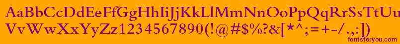 BembostdSemibold-fontti – violetit fontit oranssilla taustalla
