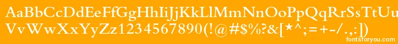 BembostdSemibold-fontti – valkoiset fontit oranssilla taustalla