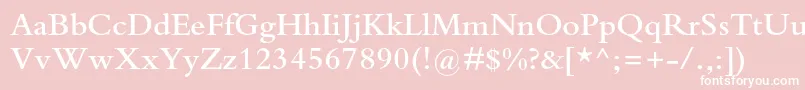 BembostdSemibold-fontti – valkoiset fontit vaaleanpunaisella taustalla