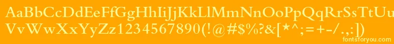 BembostdSemibold-fontti – keltaiset fontit oranssilla taustalla