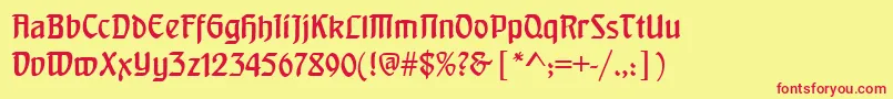 Dsbehrensschrift-fontti – punaiset fontit keltaisella taustalla