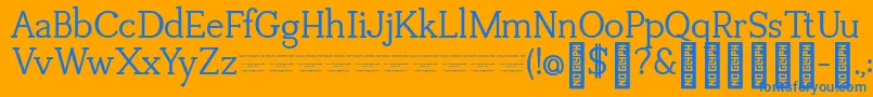 TuganoDemo-Schriftart – Blaue Schriften auf orangefarbenem Hintergrund