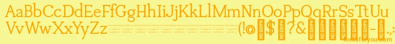 TuganoDemo-Schriftart – Orangefarbene Schriften auf gelbem Hintergrund